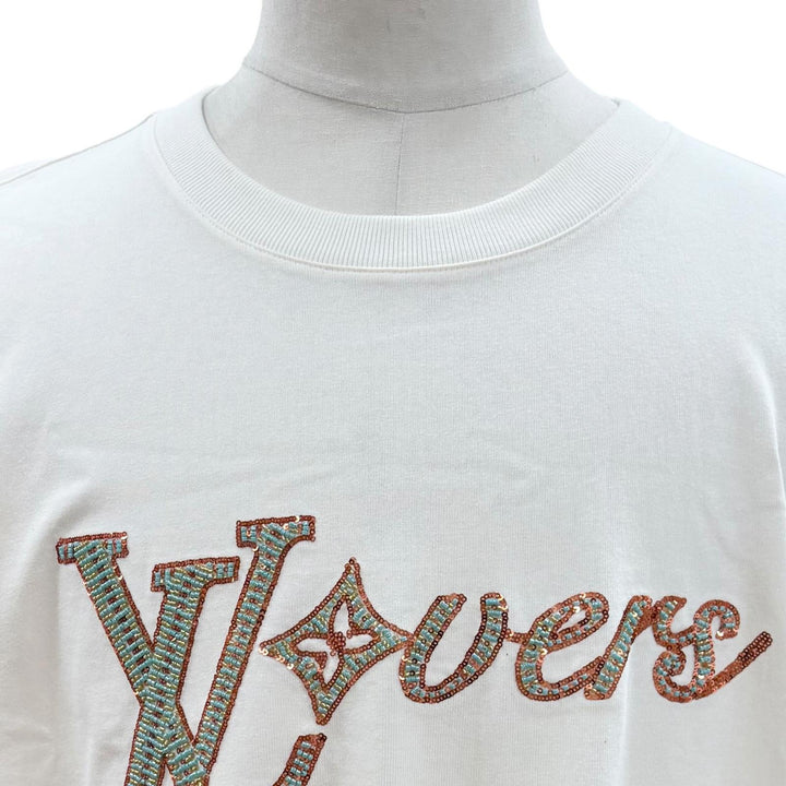 Excellent LOUIS VUITTON Short sleeve T-shirt LV Lovers Beads Sequins white XXL