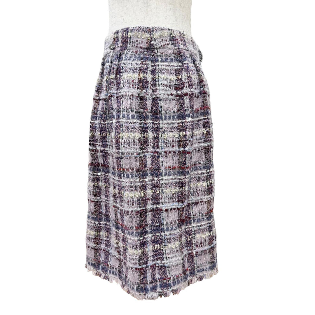 Excellent CHANEL Tweed skirt COCO Button, metallic thread 36 05A P26901V17347