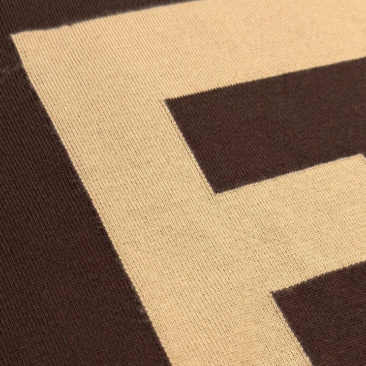Excellent FENDI sweater FF logo crew neck Brown cashmere mens 44 FZZ371