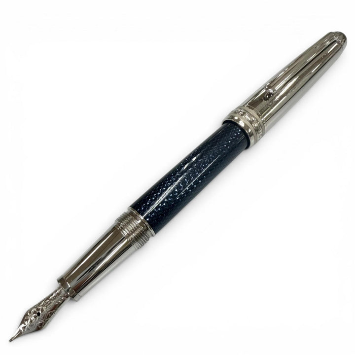 Very Good MONTBLANC fountain pen Solitaire 145 Due Blue Hour Classic Silver 18K