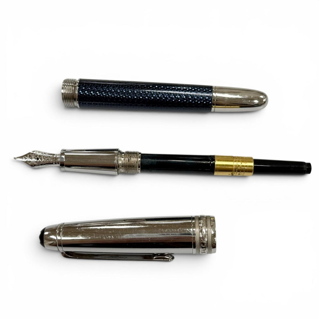 Very Good MONTBLANC fountain pen Solitaire 145 Due Blue Hour Classic Silver 18K