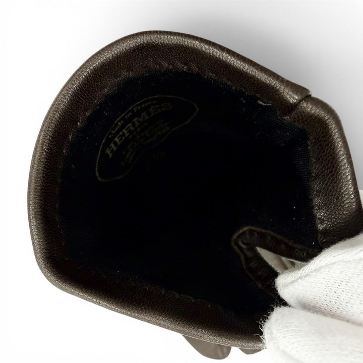 Great HERMES gloves H logo design gloves lambskin Leather Women 7.5