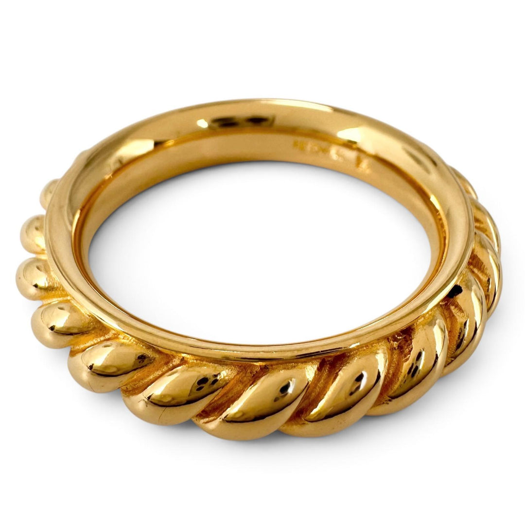 Excellent HERMES Scarf ring Round rope design gold Gold Plated Women