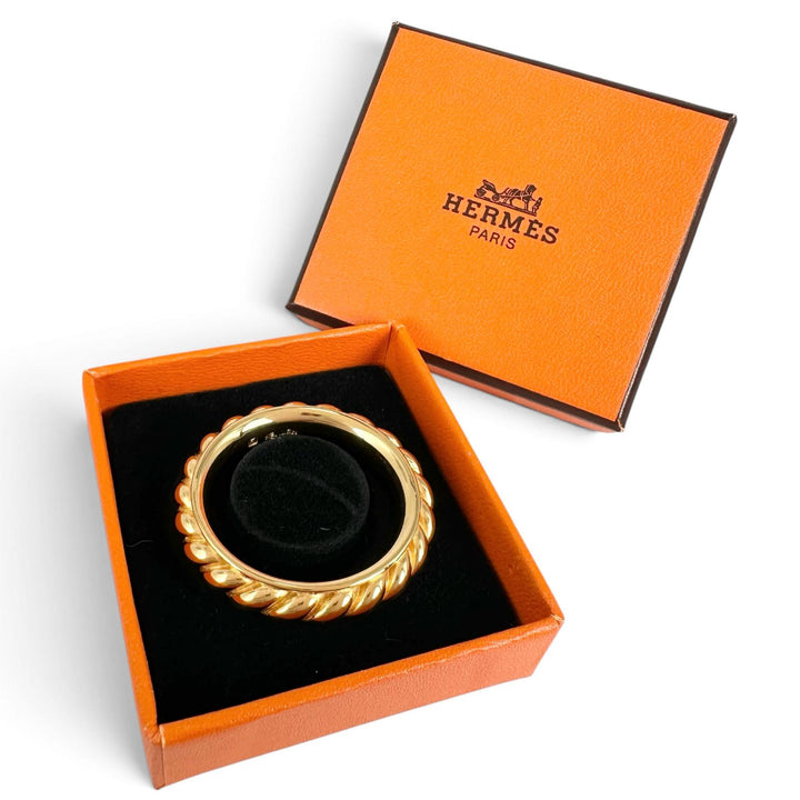 Excellent HERMES Scarf ring Round rope design gold Gold Plated Women