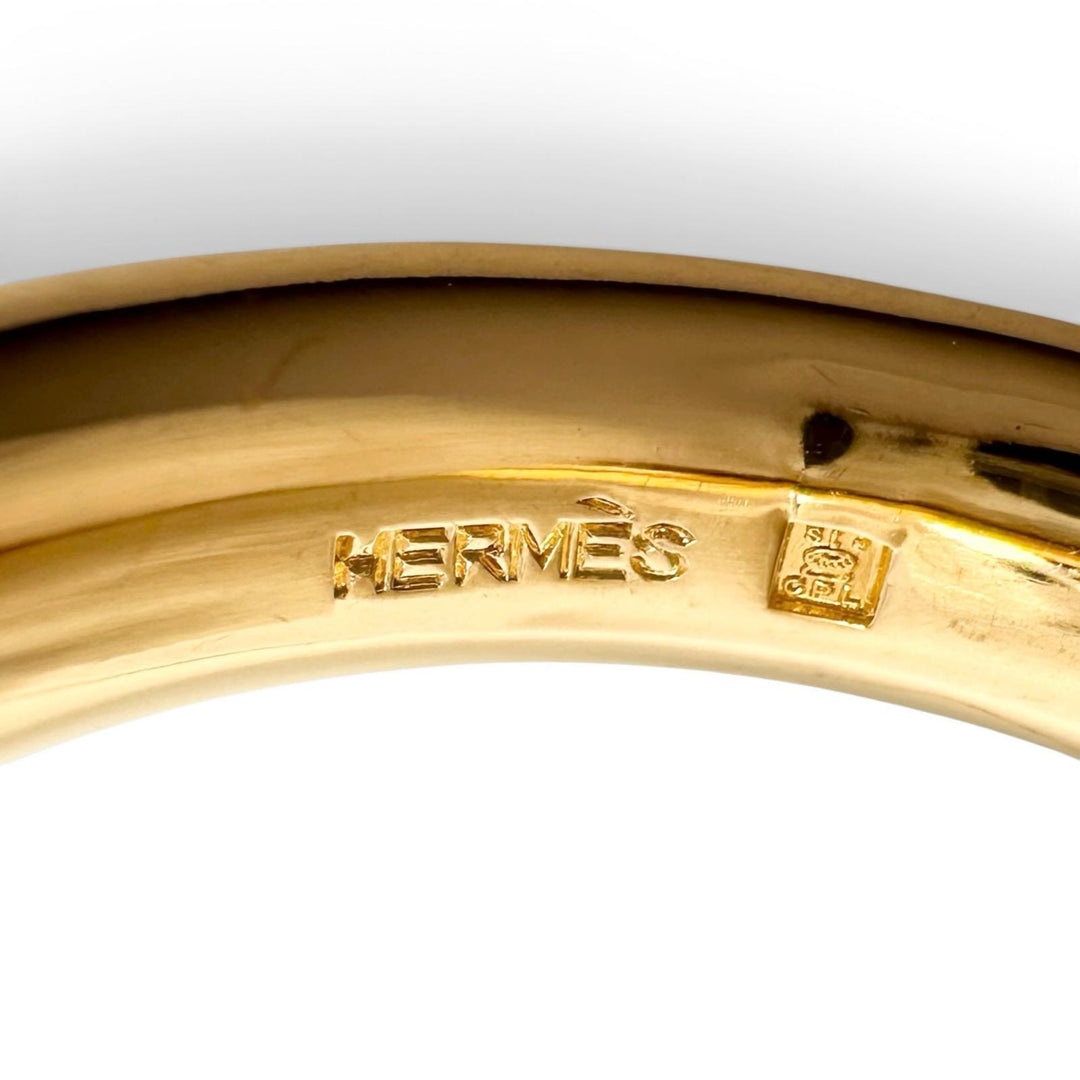 Excellent HERMES Scarf ring Round rope design gold Gold Plated Women