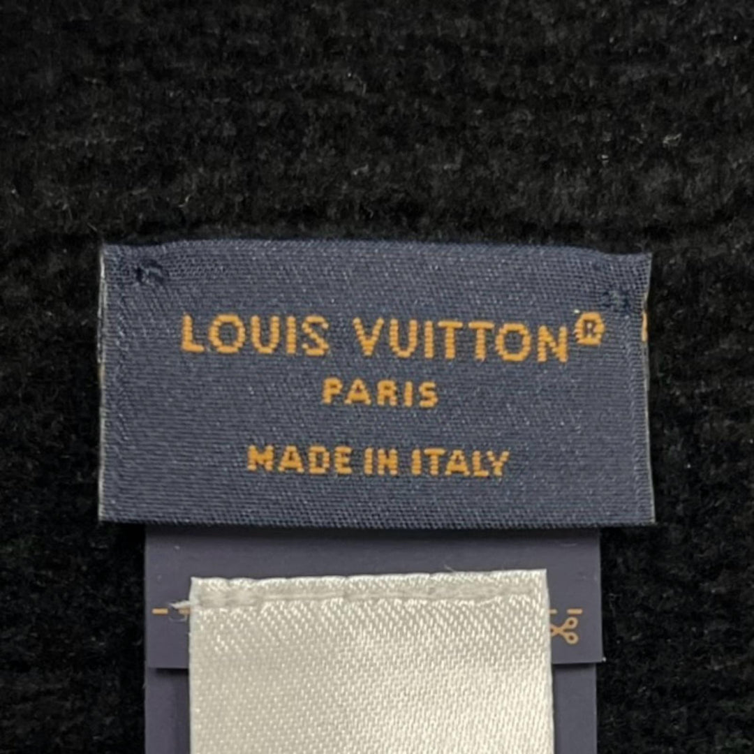Excellent LOUIS VUITTON Knit cap Beanie LV Crushed Monogram Noir cotton S M96194