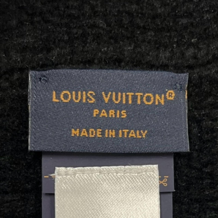 Excellent LOUIS VUITTON Knit cap Beanie LV Crushed Monogram Noir cotton S M96194