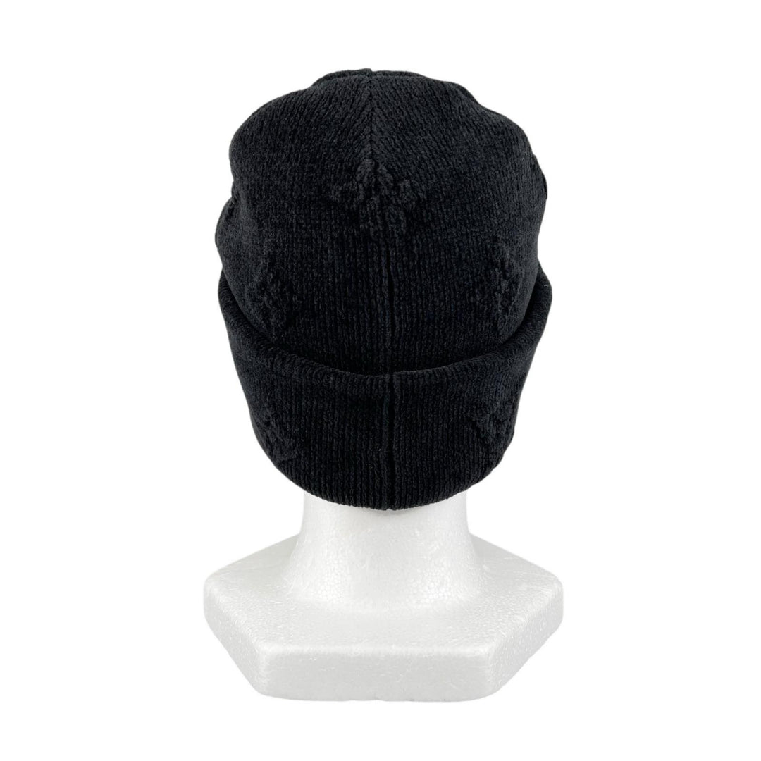 Excellent LOUIS VUITTON Knit cap Beanie LV Crushed Monogram Noir cotton S M96194