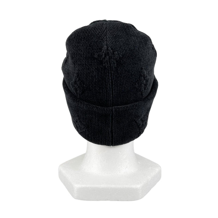 Excellent LOUIS VUITTON Knit cap Beanie LV Crushed Monogram Noir cotton S M96194