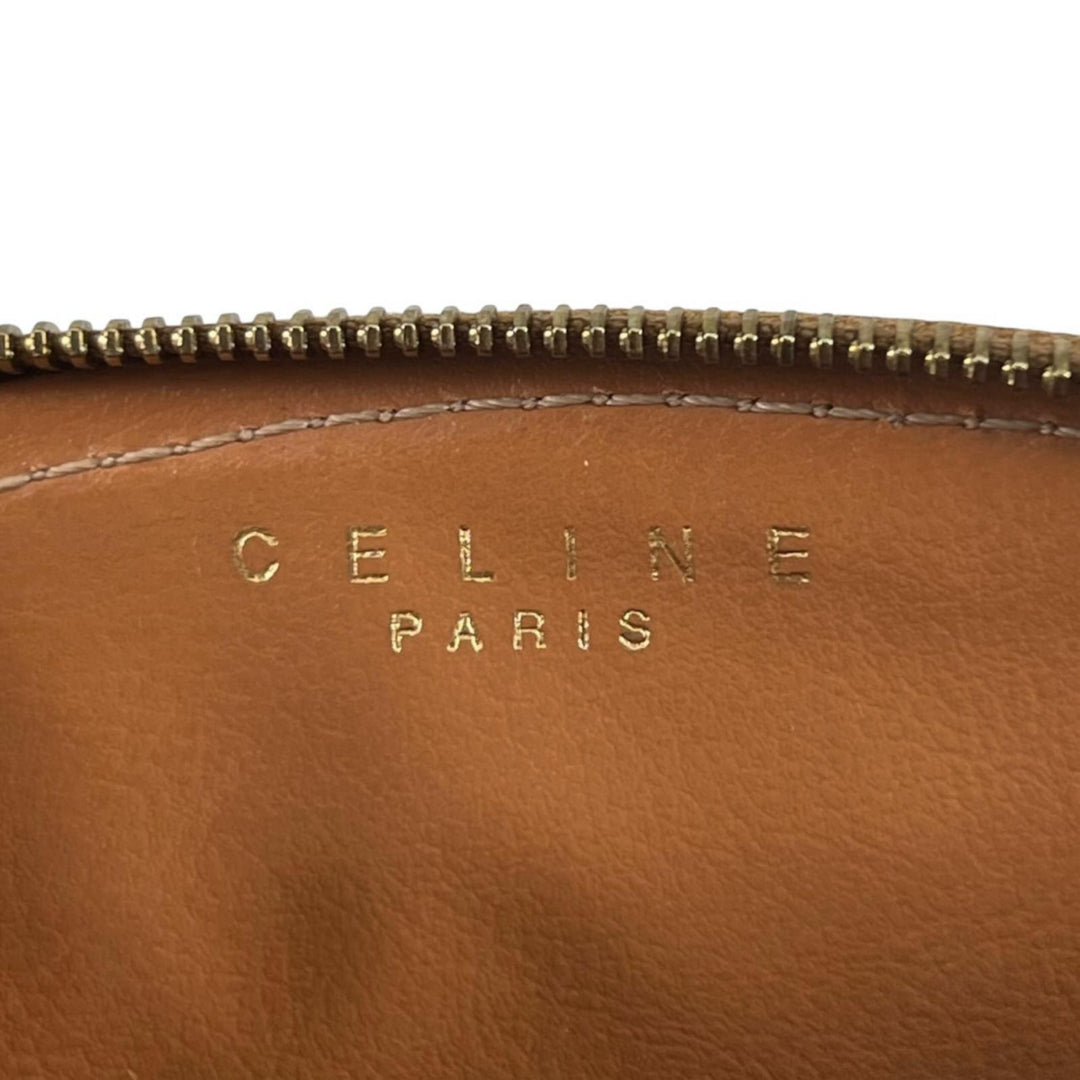 Excellent CELINE Pouch Old Celine Macadam Pattern Cosmetic Pouch Brown PVC Women