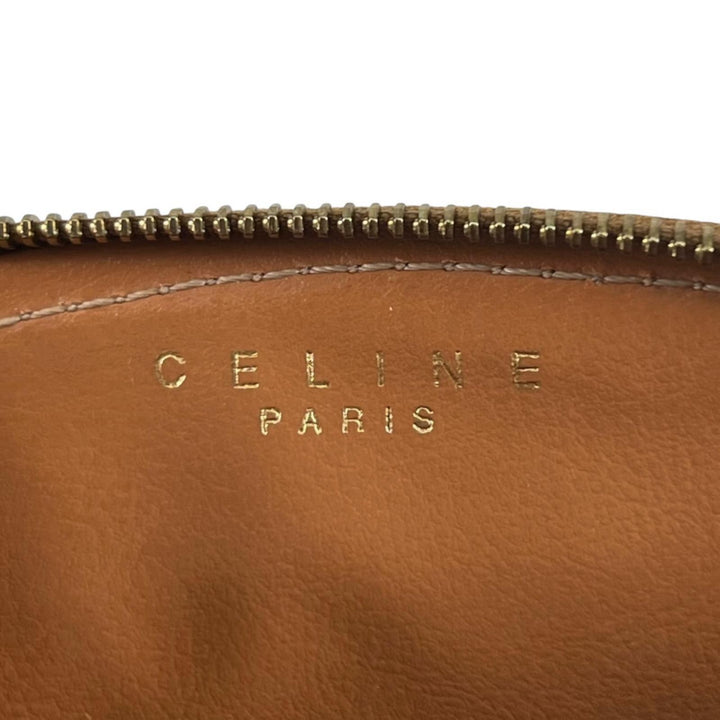 Excellent CELINE Pouch Old Celine Macadam Pattern Cosmetic Pouch Brown PVC Women