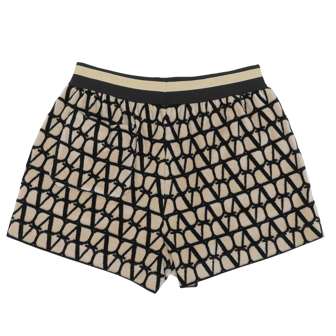 Great VALENTINO Shorts Iconograph Sponge Jersey beige cotton Women S 4B3MD06F8GA