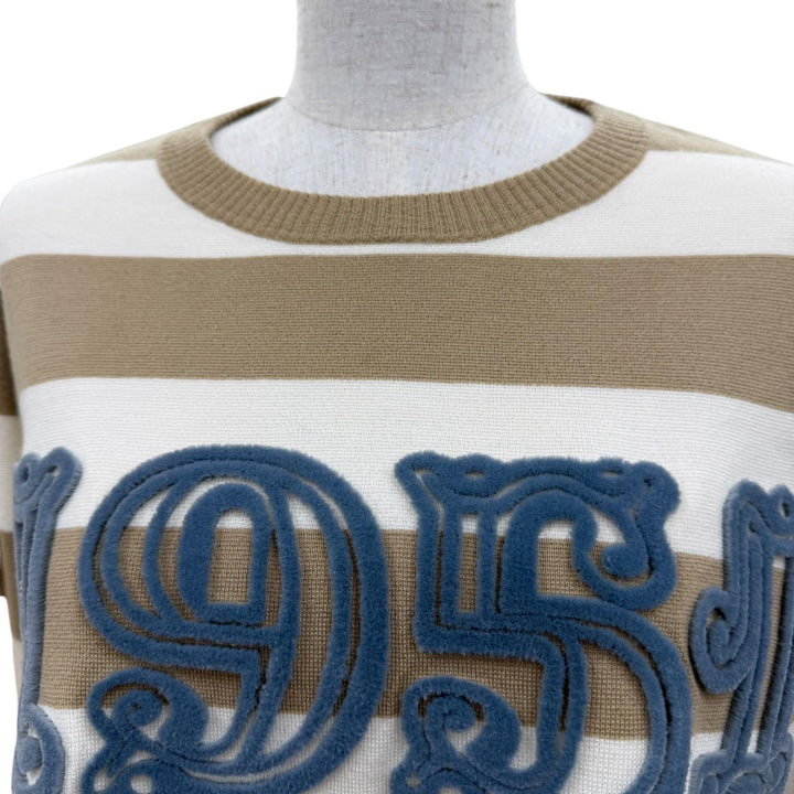 Excellent Max Mara knit VITERBO Border Pattern Long Sleeve Beige S 2521366091
