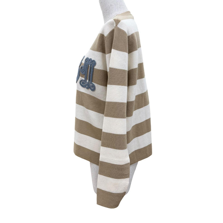 Excellent Max Mara knit VITERBO Border Pattern Long Sleeve Beige S 2521366091