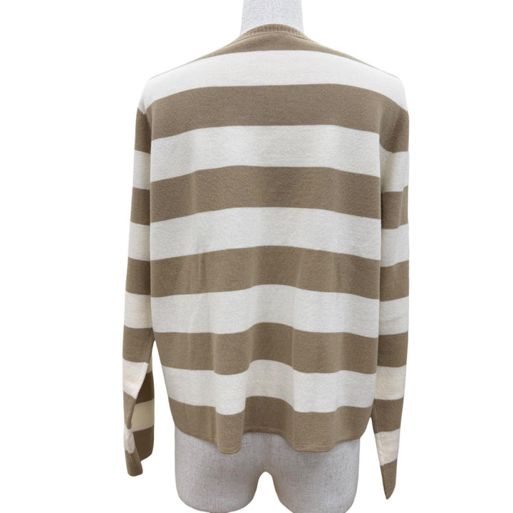 Excellent Max Mara knit VITERBO Border Pattern Long Sleeve Beige S 2521366091