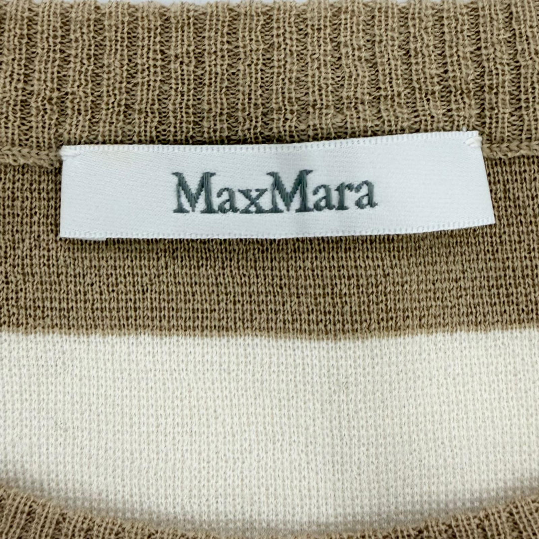 Excellent Max Mara knit VITERBO Border Pattern Long Sleeve Beige S 2521366091