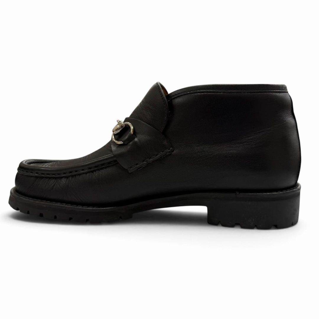 Great GUCCI short boots Horsebit black leather mens 41