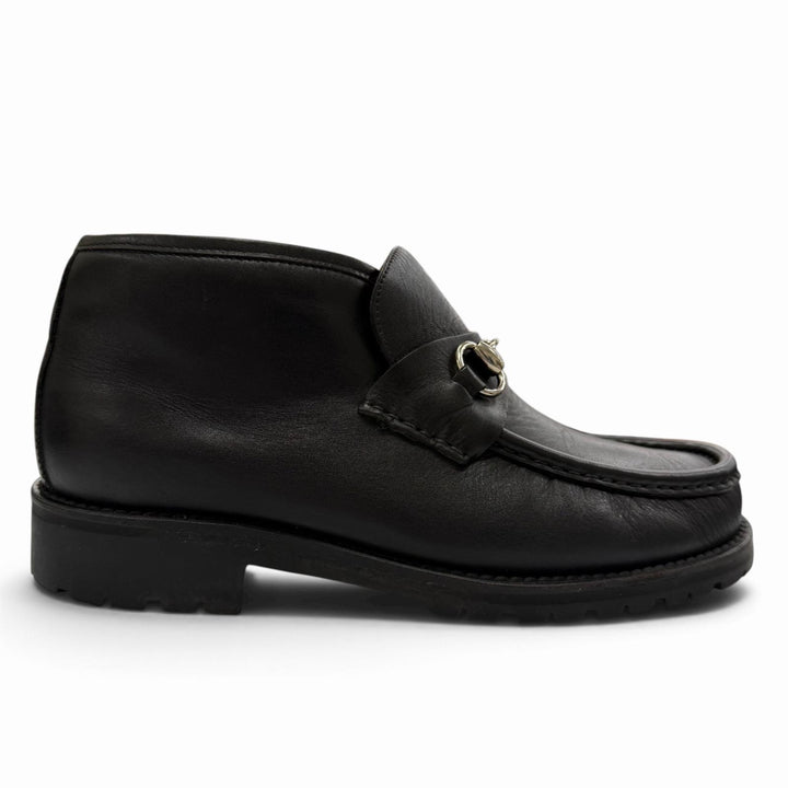 Great GUCCI short boots Horsebit black leather mens 41