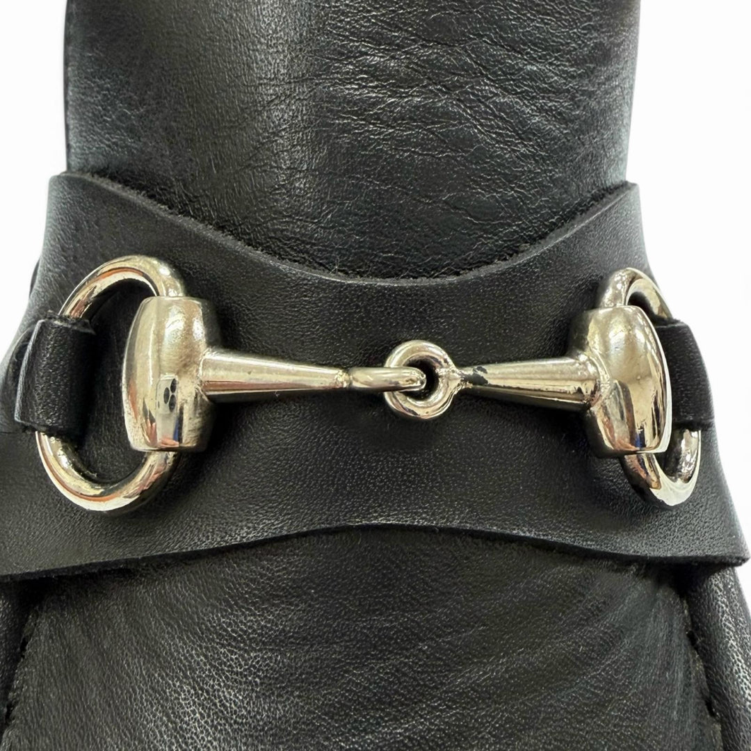 Great GUCCI short boots Horsebit black leather mens 41