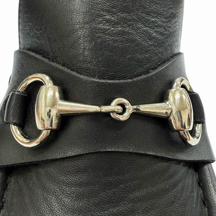 Great GUCCI short boots Horsebit black leather mens 41