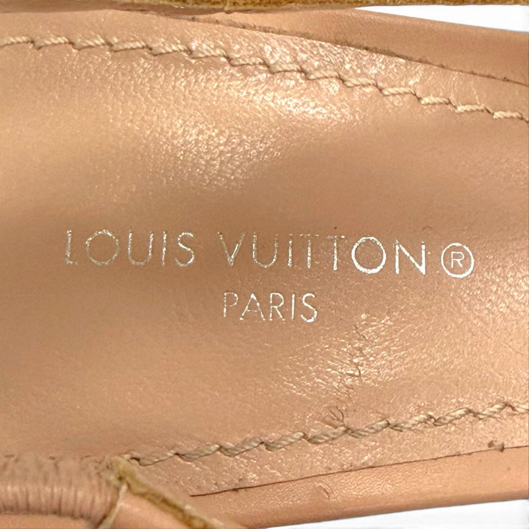 Excellent LOUIS VUITTON pumps Monogram Chain Ankle Strap Pointed Toe 37.5