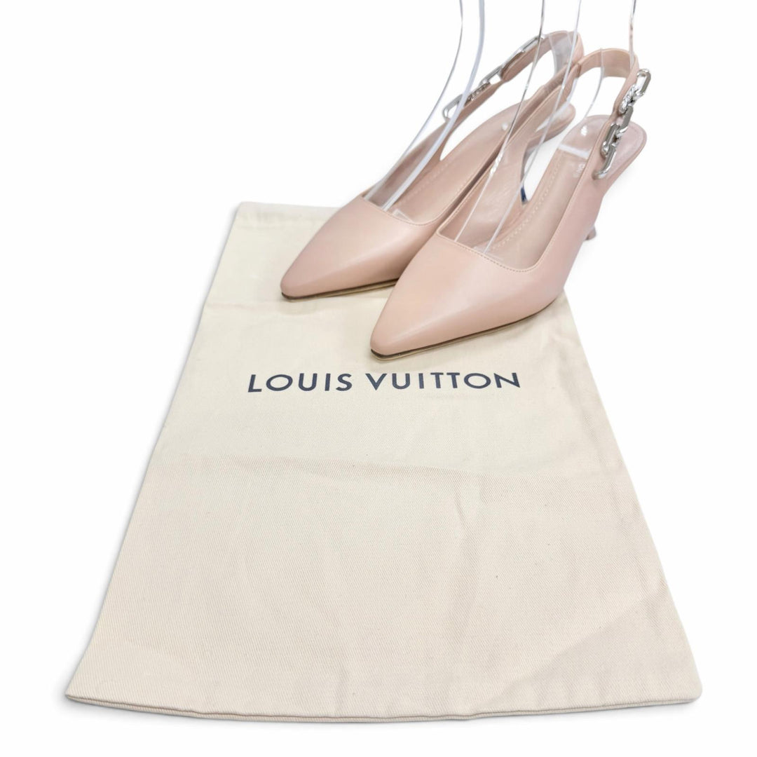 Excellent LOUIS VUITTON pumps Monogram Chain Ankle Strap Pointed Toe 37.5