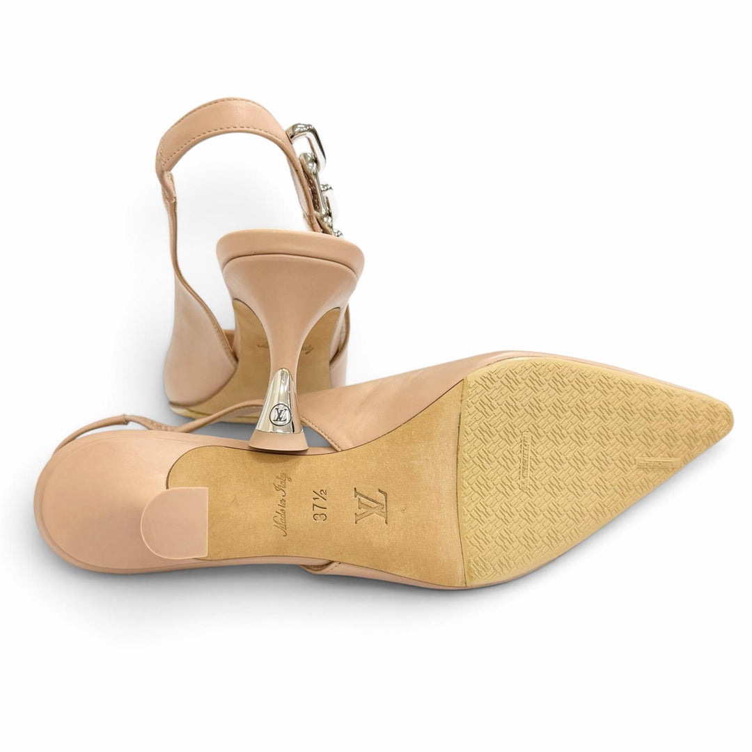 Excellent LOUIS VUITTON pumps Monogram Chain Ankle Strap Pointed Toe 37.5