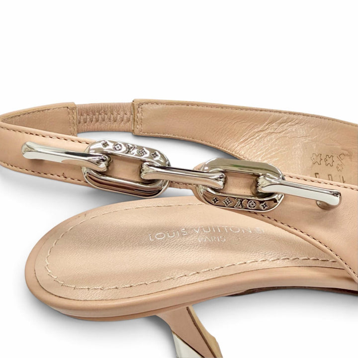 Excellent LOUIS VUITTON pumps Monogram Chain Ankle Strap Pointed Toe 37.5