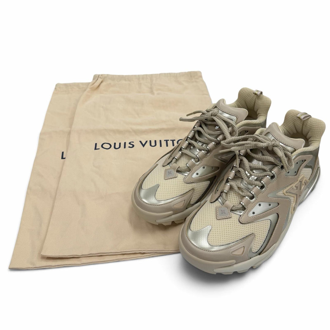 Excellent LOUIS VUITTON sneakers beige mesh mens 7.5