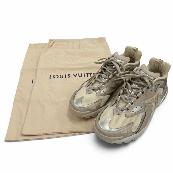 Excellent LOUIS VUITTON sneakers beige mesh mens 7.5
