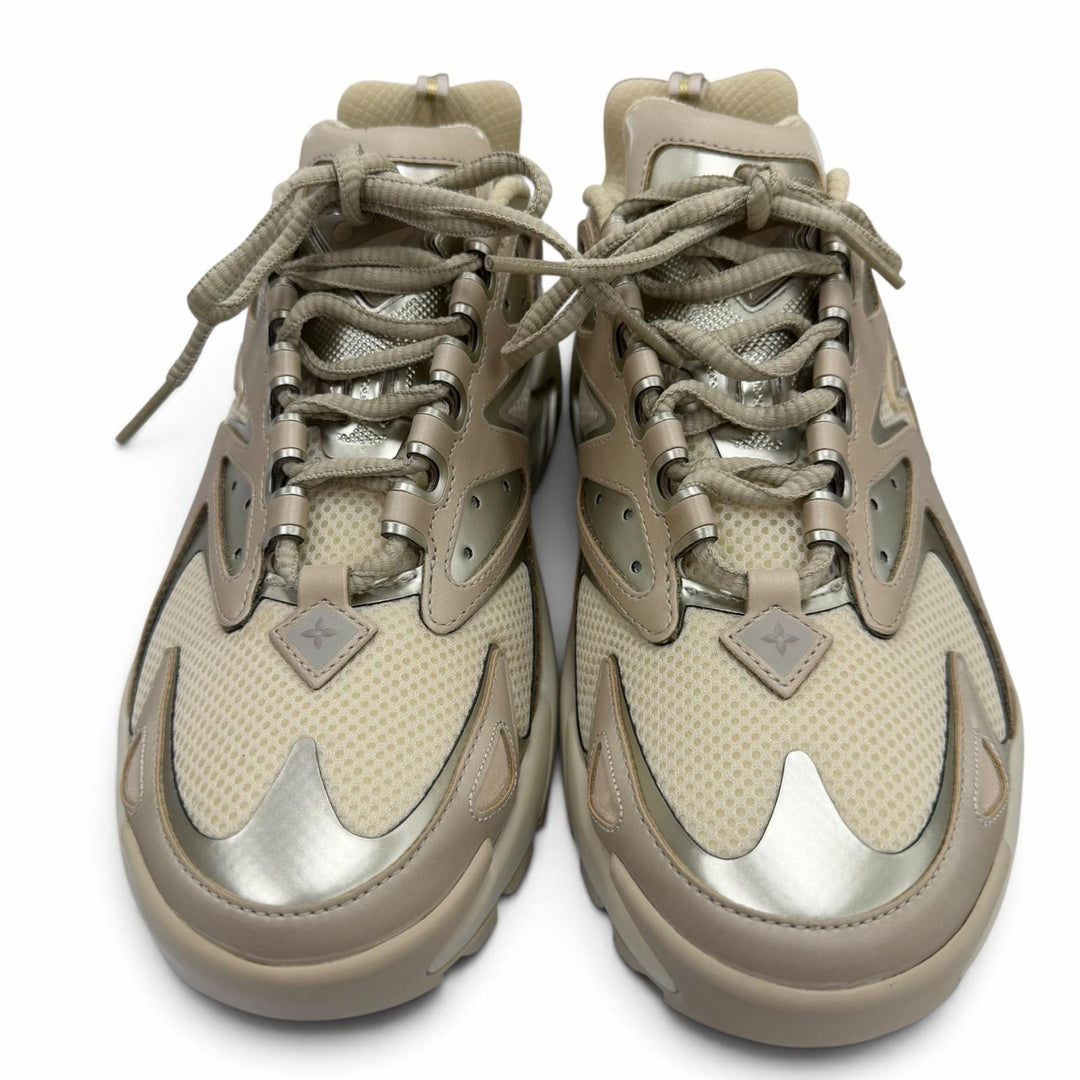 Excellent LOUIS VUITTON sneakers beige mesh mens 7.5