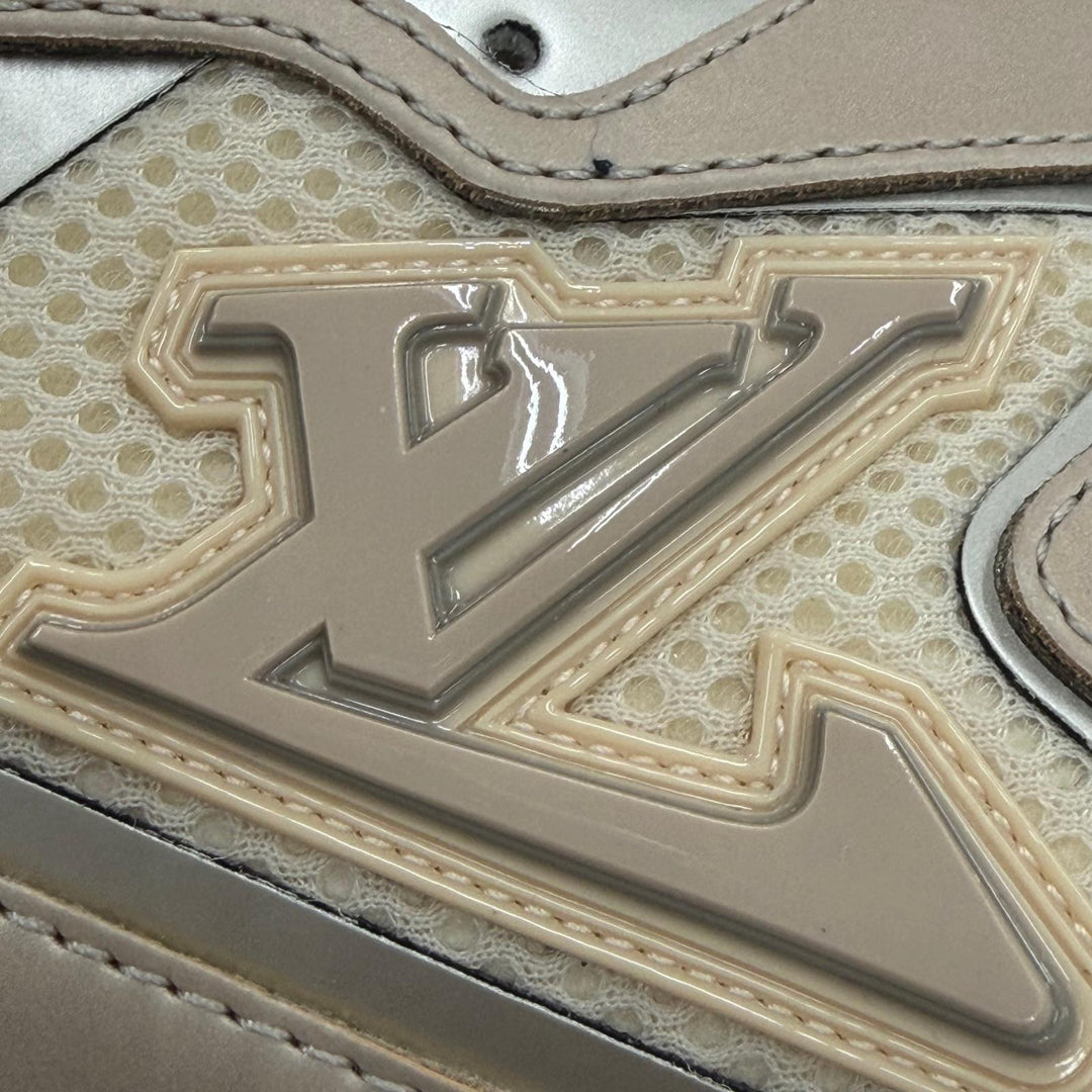 Excellent LOUIS VUITTON sneakers beige mesh mens 7.5