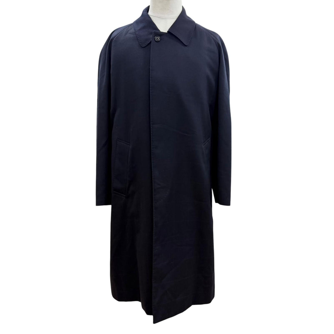 Great BURBERRY LONDON coat Check Pattern Fly-front Navy cashmere mens