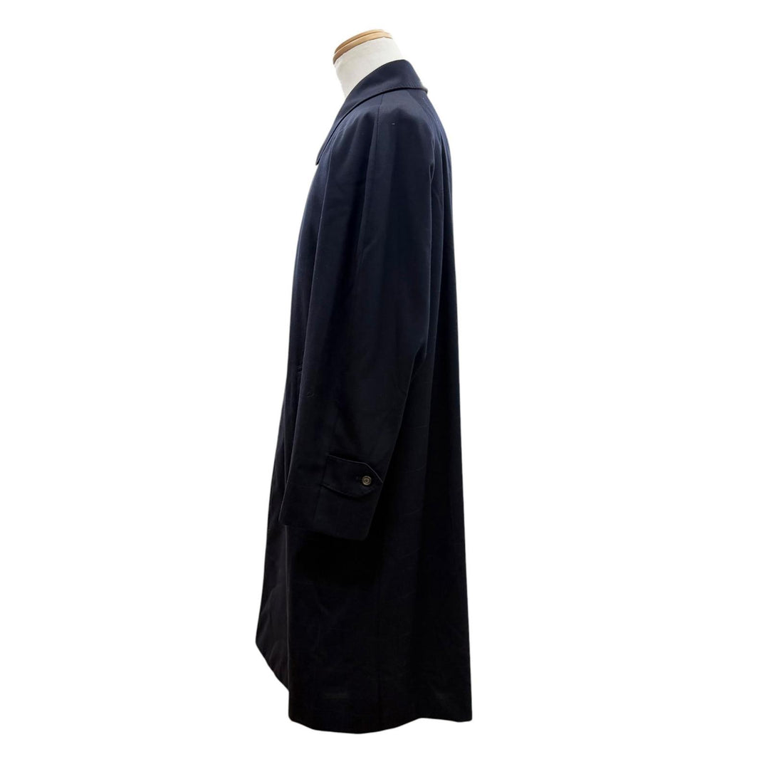 Great BURBERRY LONDON coat Check Pattern Fly-front Navy cashmere mens