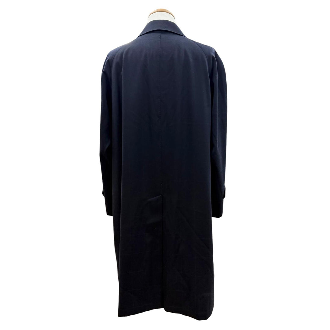 Great BURBERRY LONDON coat Check Pattern Fly-front Navy cashmere mens