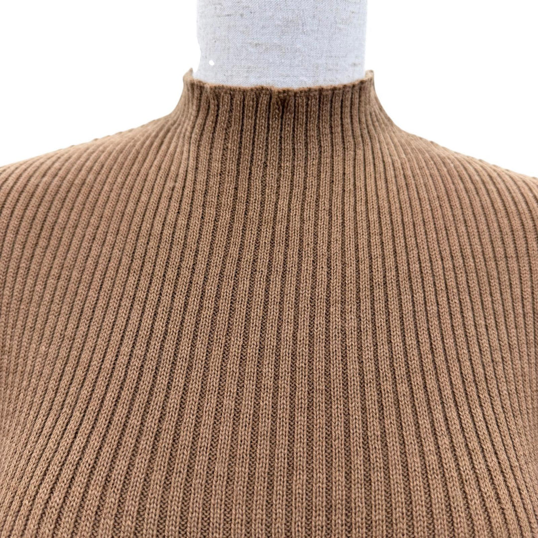 Great MONCLER one piece ABITO Long-sleeved knit top with logo patch Brown S