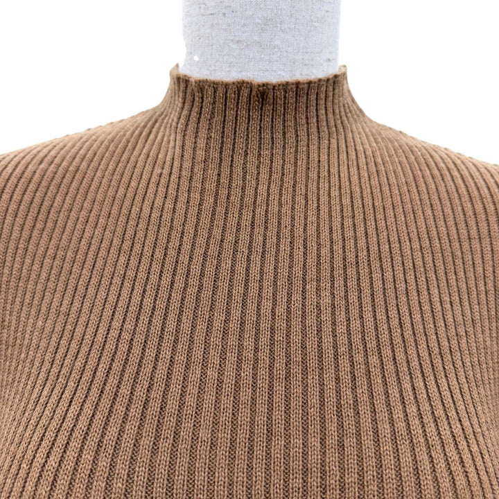 Great MONCLER one piece ABITO Long-sleeved knit top with logo patch Brown S