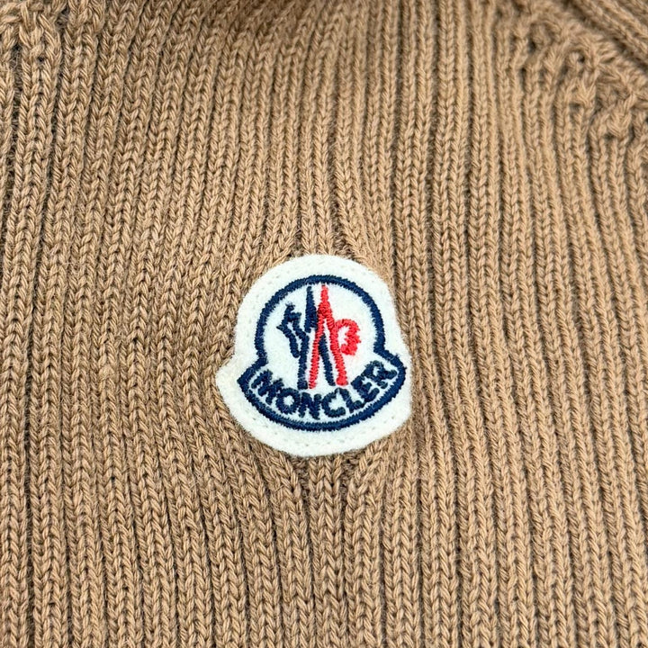 Great MONCLER one piece ABITO Long-sleeved knit top with logo patch Brown S