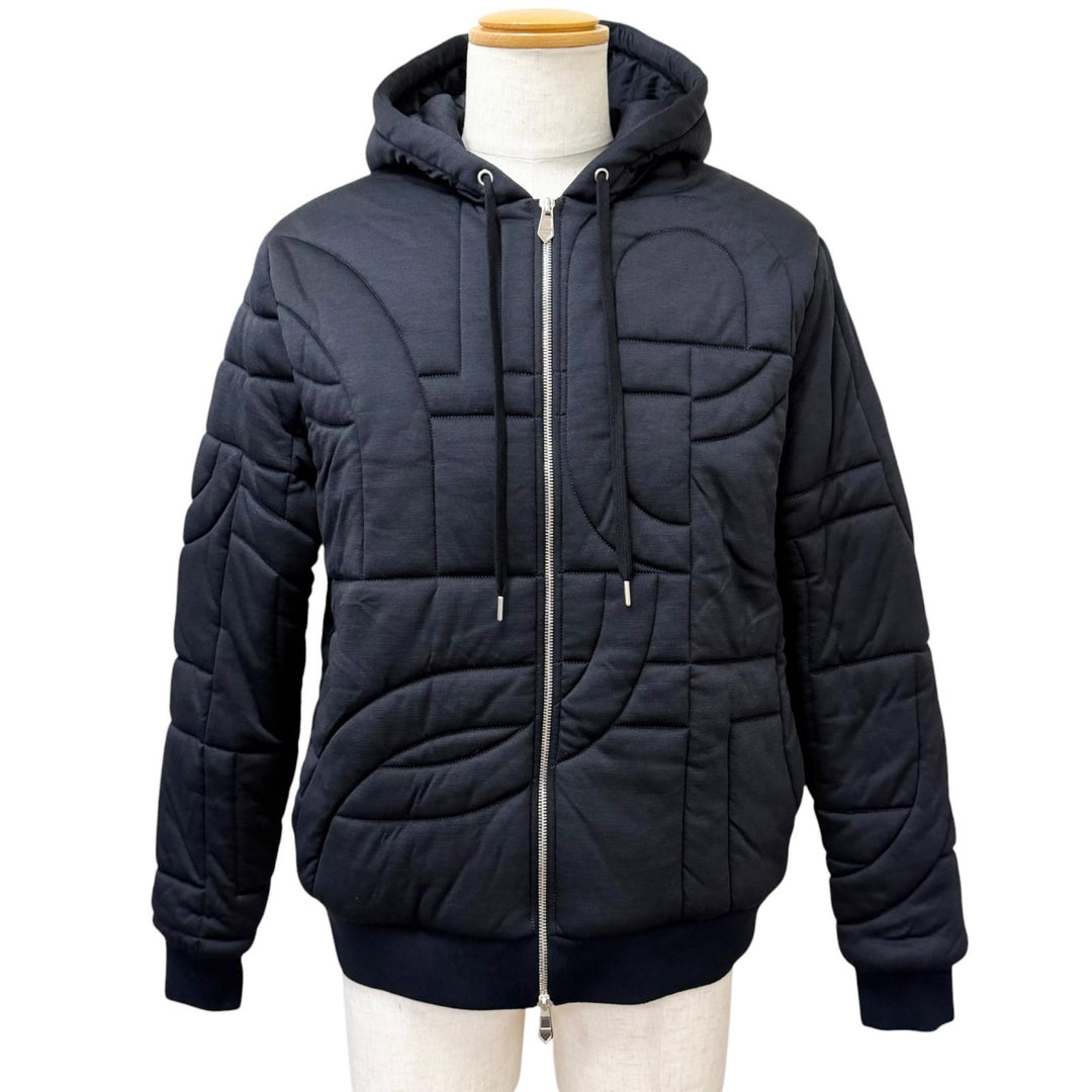 Excellent HERMES Blouson Maillon 3D Quilting Navy wool mens M 567795HA