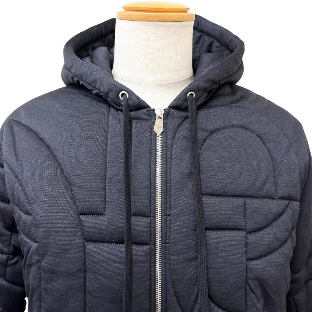 Excellent HERMES Blouson Maillon 3D Quilting Navy wool mens M 567795HA
