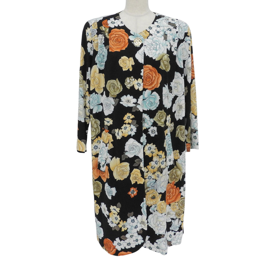 Excellent LEONARD FASHION coat Logo button, floral pattern, collarless, M
