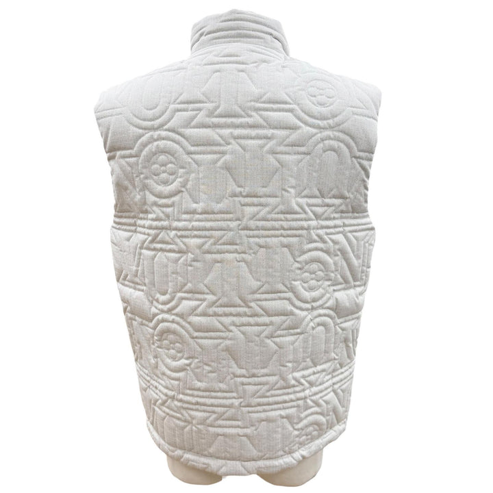 Great LOUIS VUITTON Down vest Quilted Snow white cotton mens 46