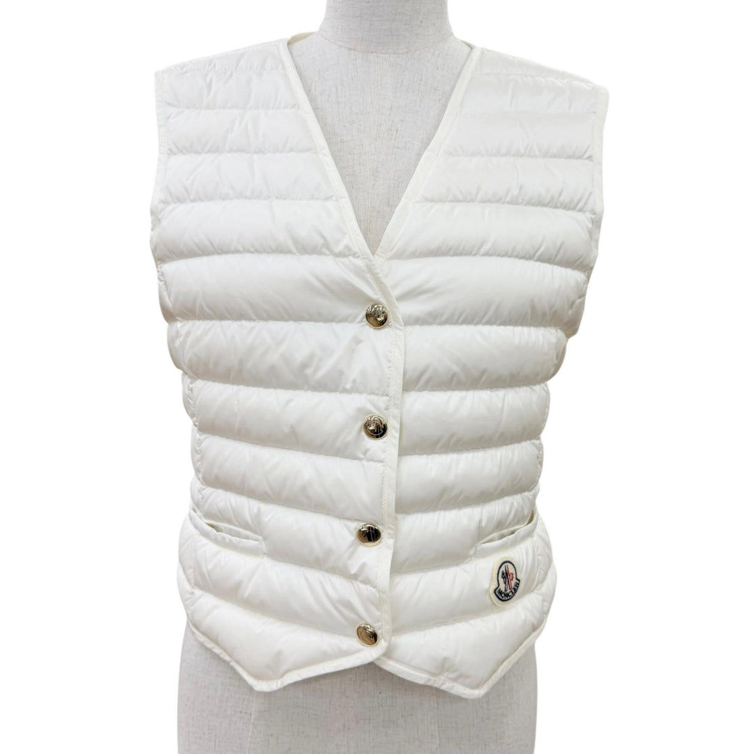 Great MONCLER Down vest CAMICA Lightweight with logo patch white Nylon Women 40