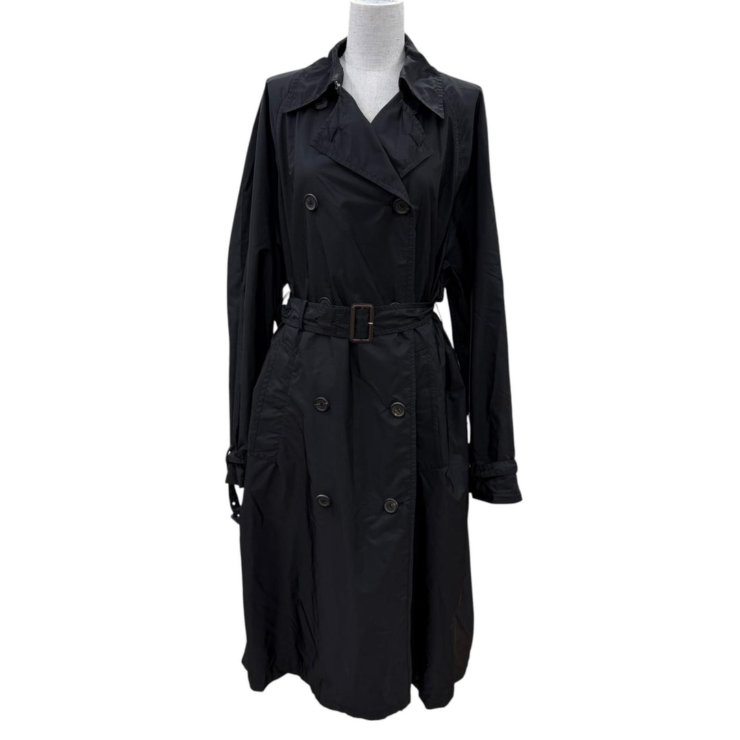 Excellent PRADA trench coat Triangle logo belt included black Women 40 292172
