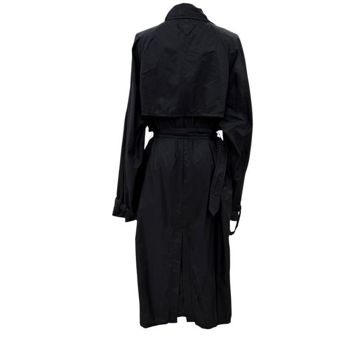 Excellent PRADA trench coat Triangle logo belt included black Women 40 292172