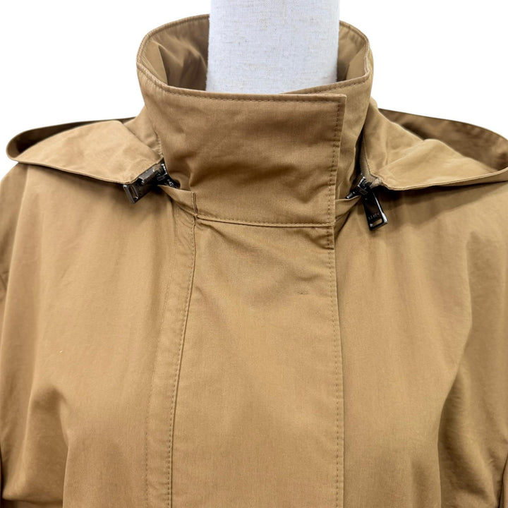 Great FENDI coat Leather-trimmed hooded jacket Brown cotton Women 40 FF8275