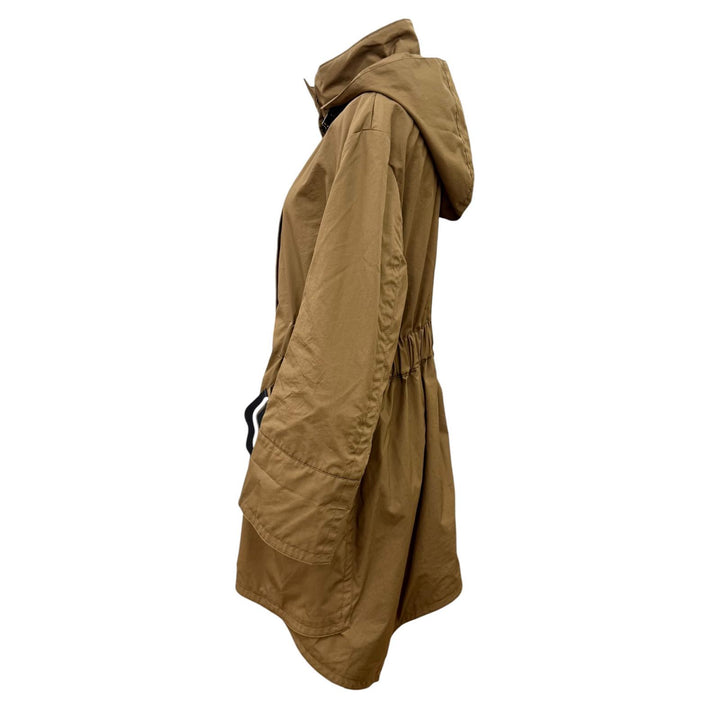 Great FENDI coat Leather-trimmed hooded jacket Brown cotton Women 40 FF8275