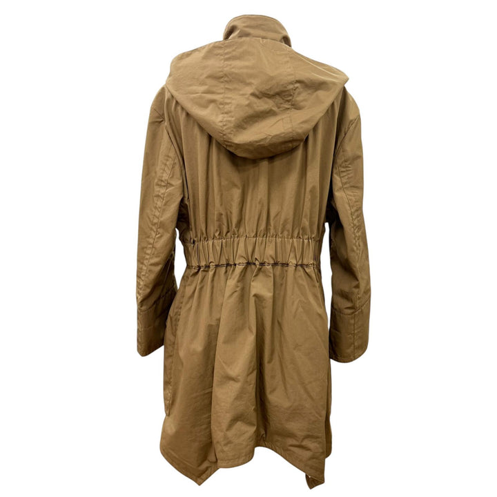 Great FENDI coat Leather-trimmed hooded jacket Brown cotton Women 40 FF8275