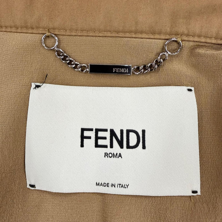 Great FENDI coat Leather-trimmed hooded jacket Brown cotton Women 40 FF8275
