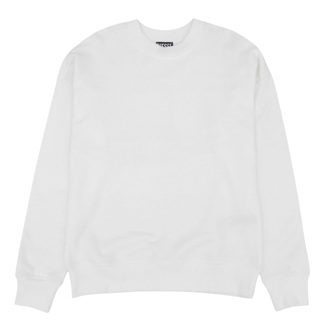 Excellent DIESEL sweat D logo embroidered crew neck white cotton mens XS